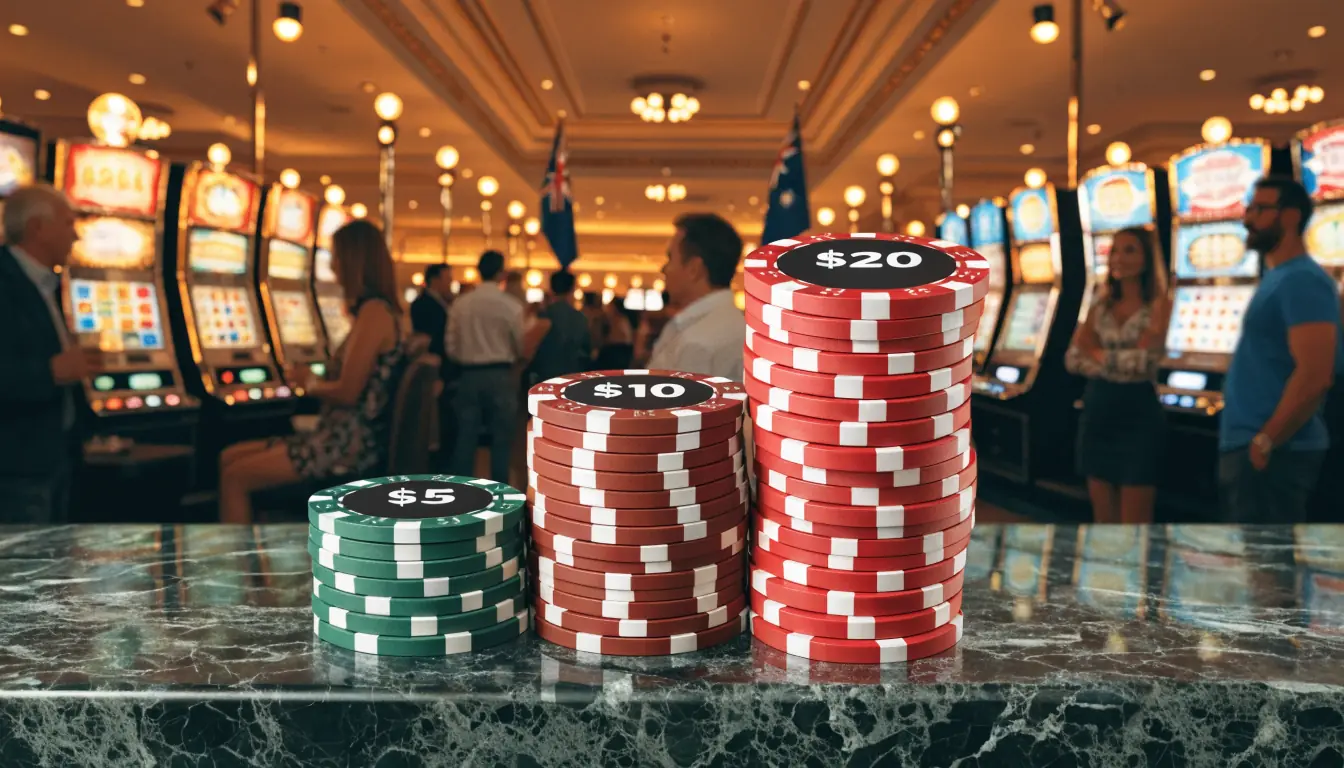 Casino counter with highlighted $20 chip stack