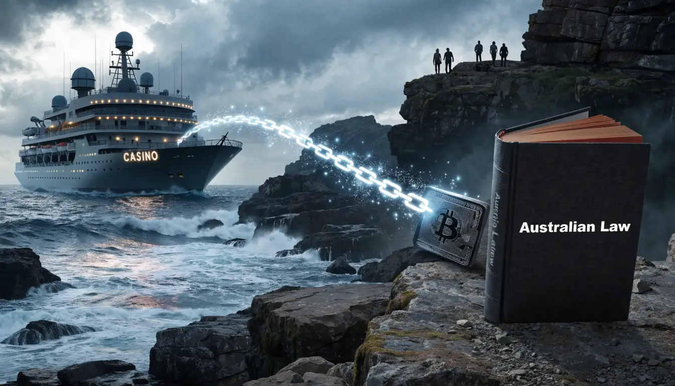 Offshore casino ship with crypto chain near Australian coast