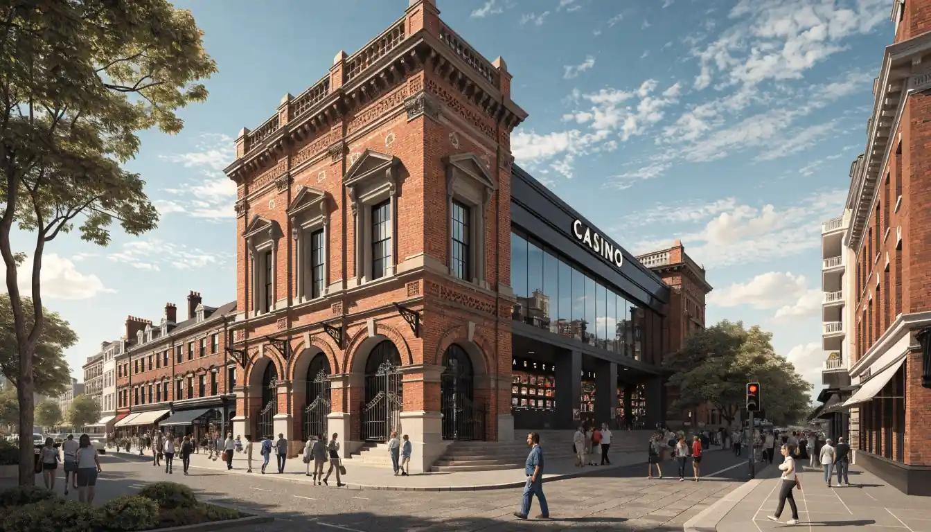 Heritage railway station transformed into Adelaide Casino with modern windows