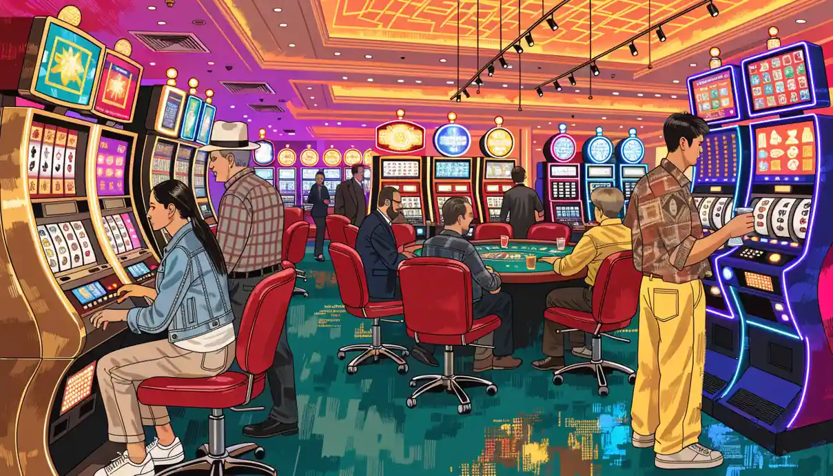 Darwin casino gaming floor with diverse slot machines and tables