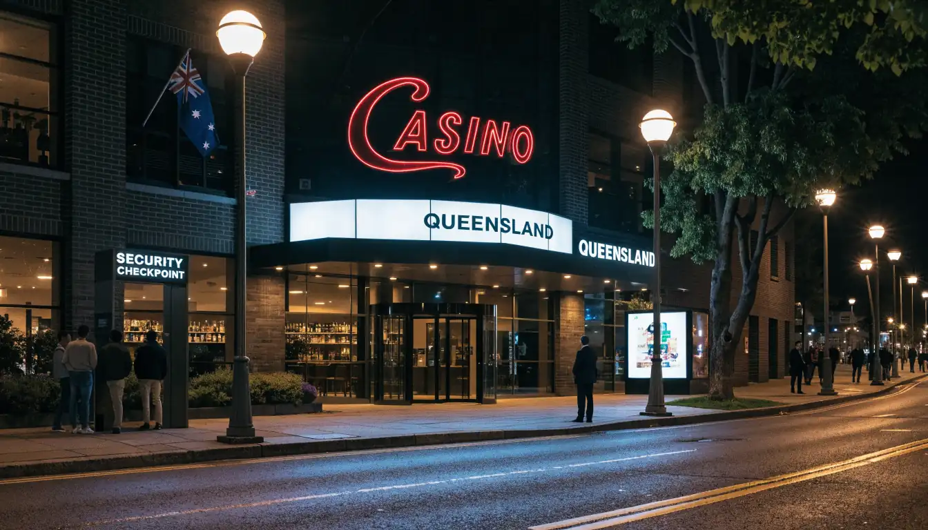 Queensland land casino exterior at night