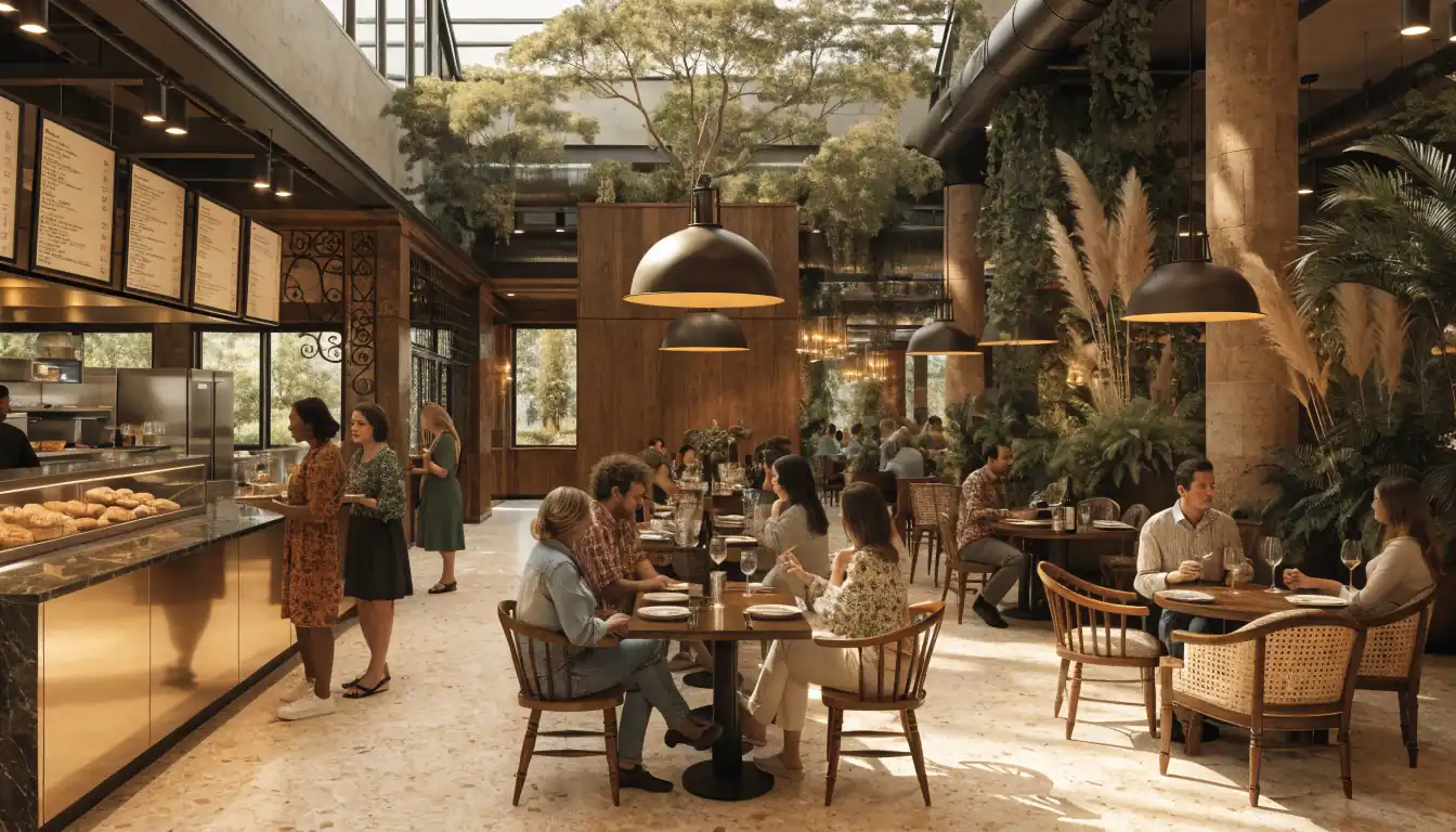 Casino dining area with quick‑service and sit‑down options