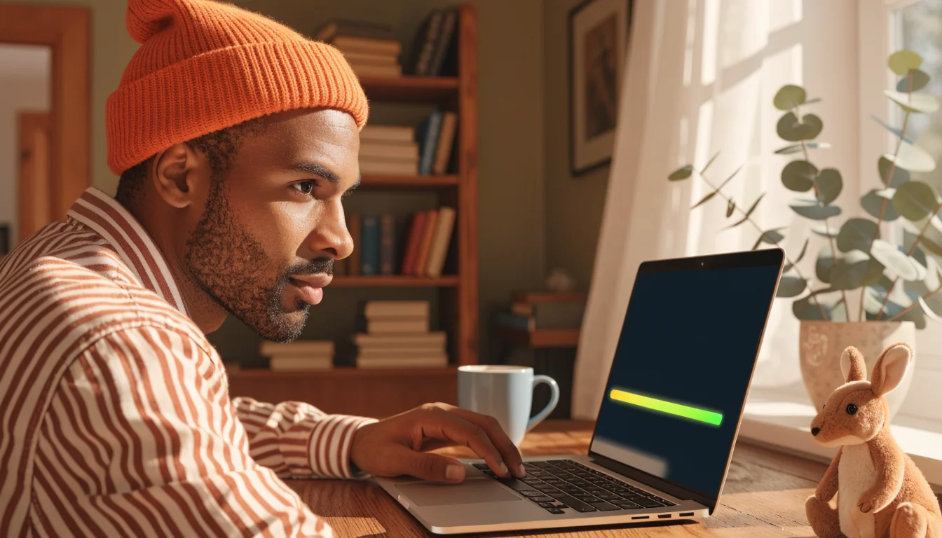 Player checking cash-out progress on laptop