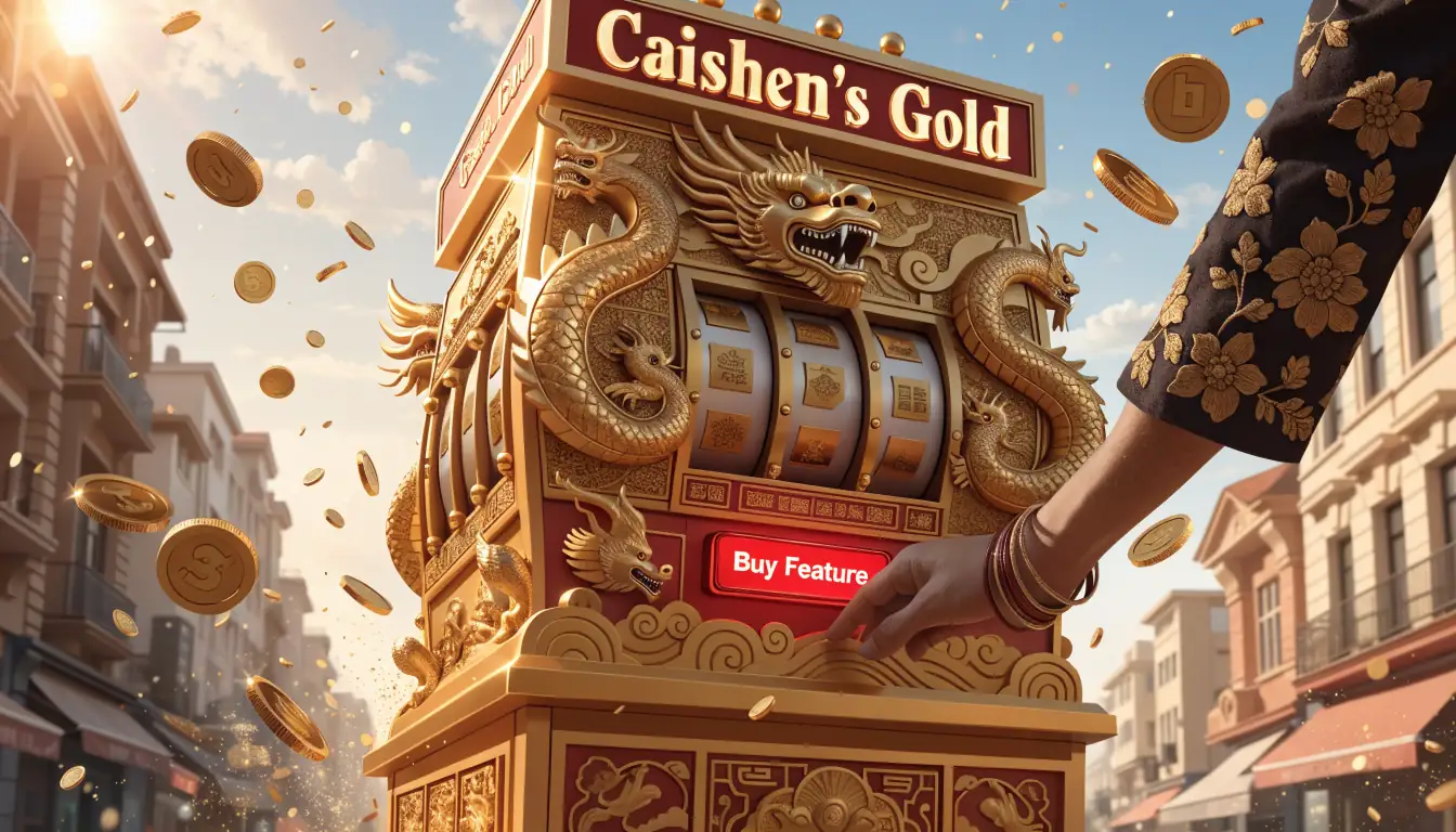Golden Chinese-themed slot with Buy Feature button