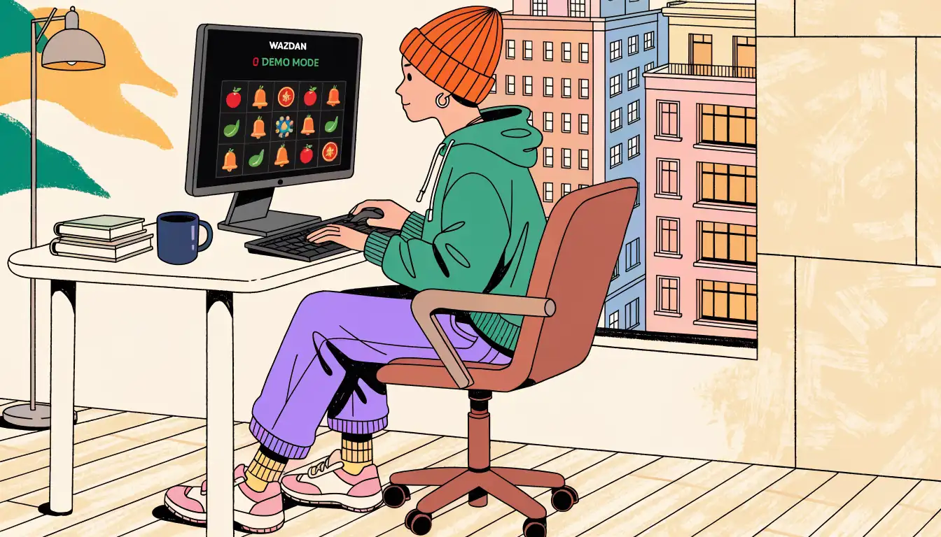 Person using Wazdan demo slot with zero balance