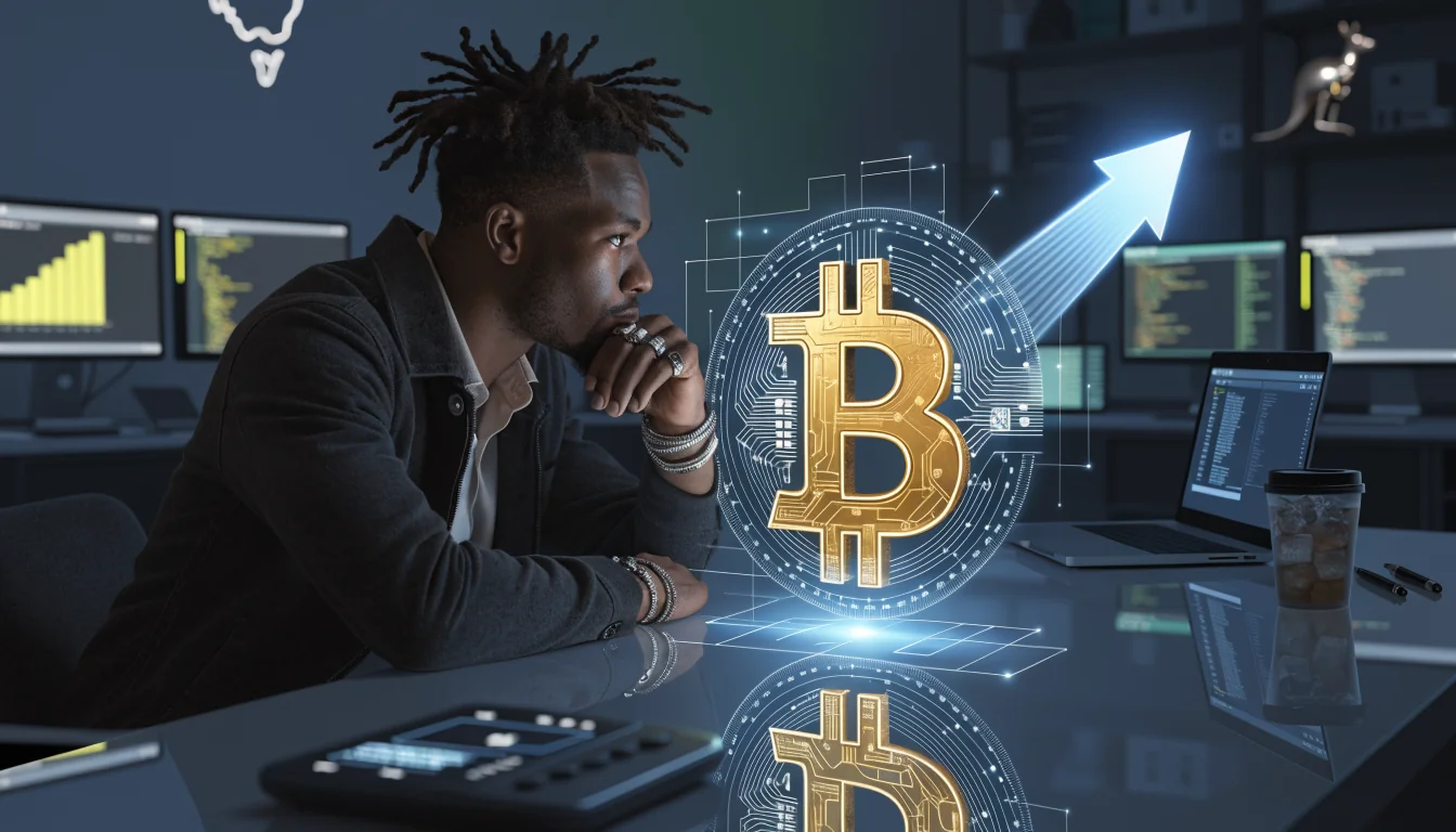 Digital crypto withdrawal scene with Australian office setting