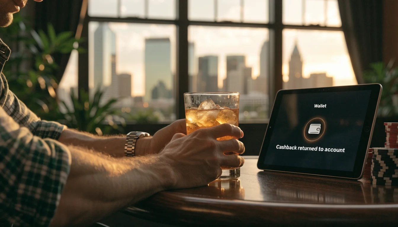 Gambler sees cashback credit on tablet in Sydney view