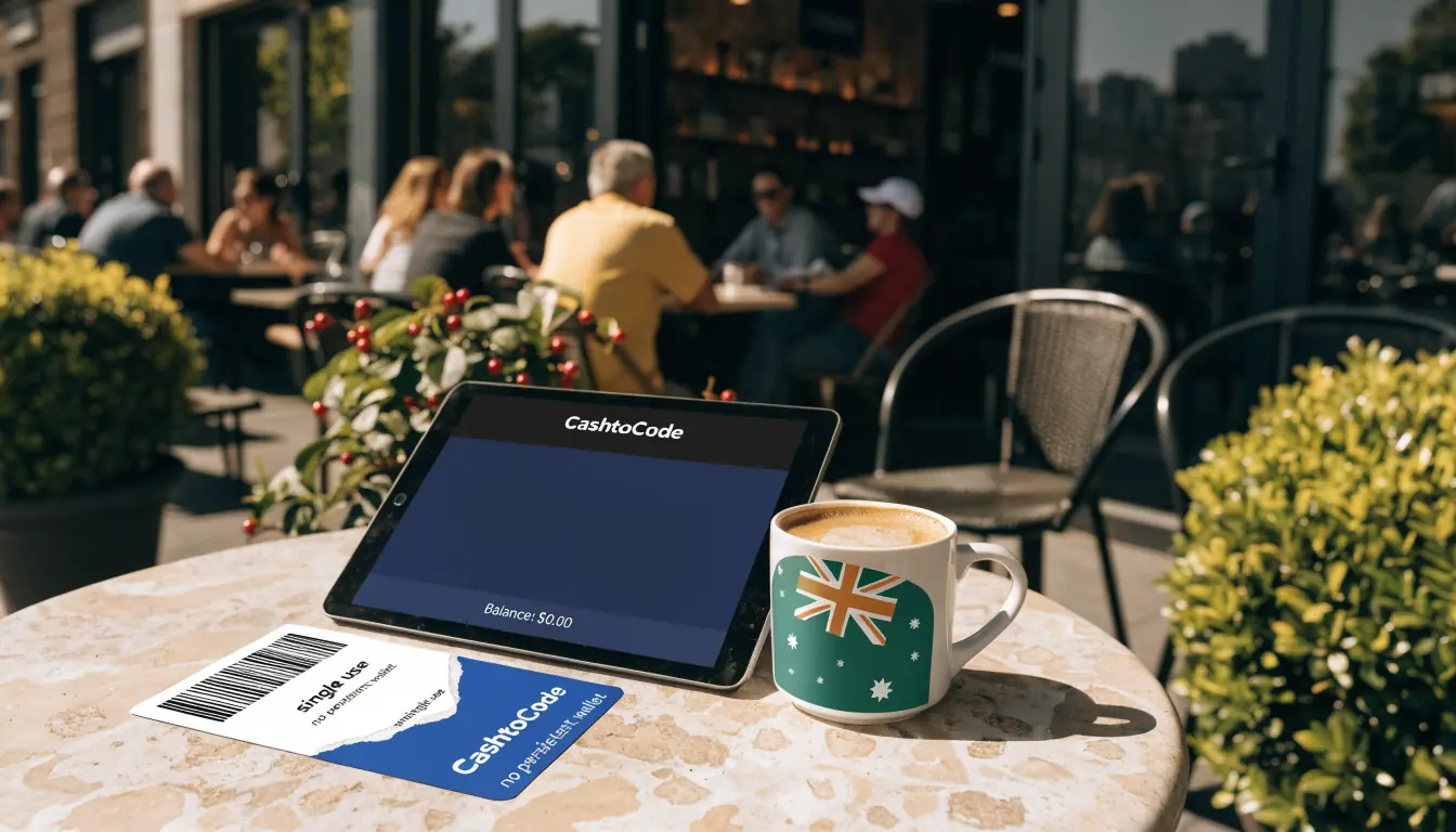 Used CashtoCode card and empty casino balance on tablet in café