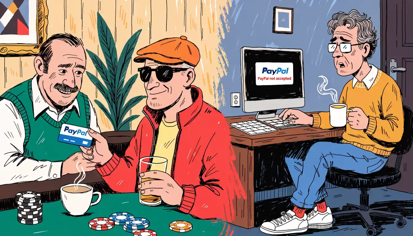 Split illustration of accepted vs. not accepted PayPal at Australian online casino