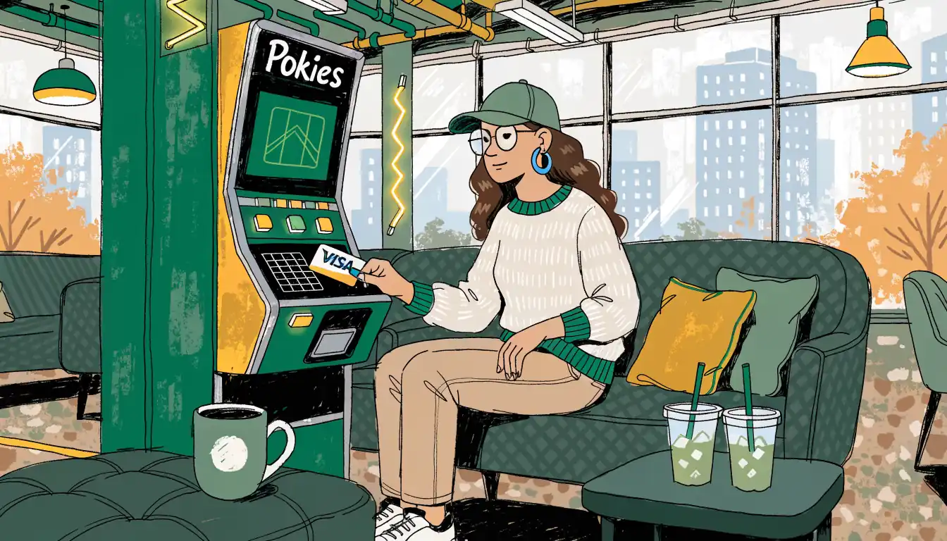 Player using Visa debit card at a pokies machine