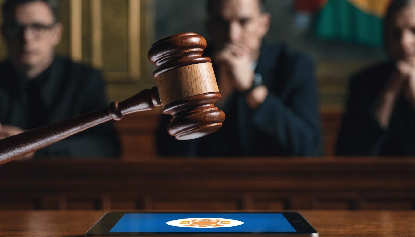 Gavel above a casino icon with Australian colors