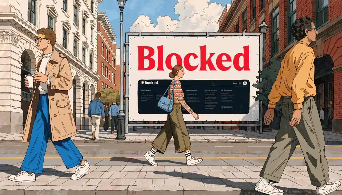Billboard showing blocked casino website in Australia