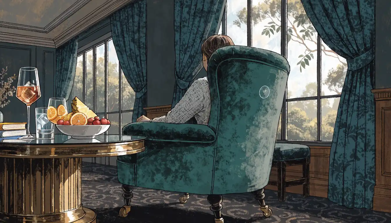 Luxurious lounge with subtle VIP badge