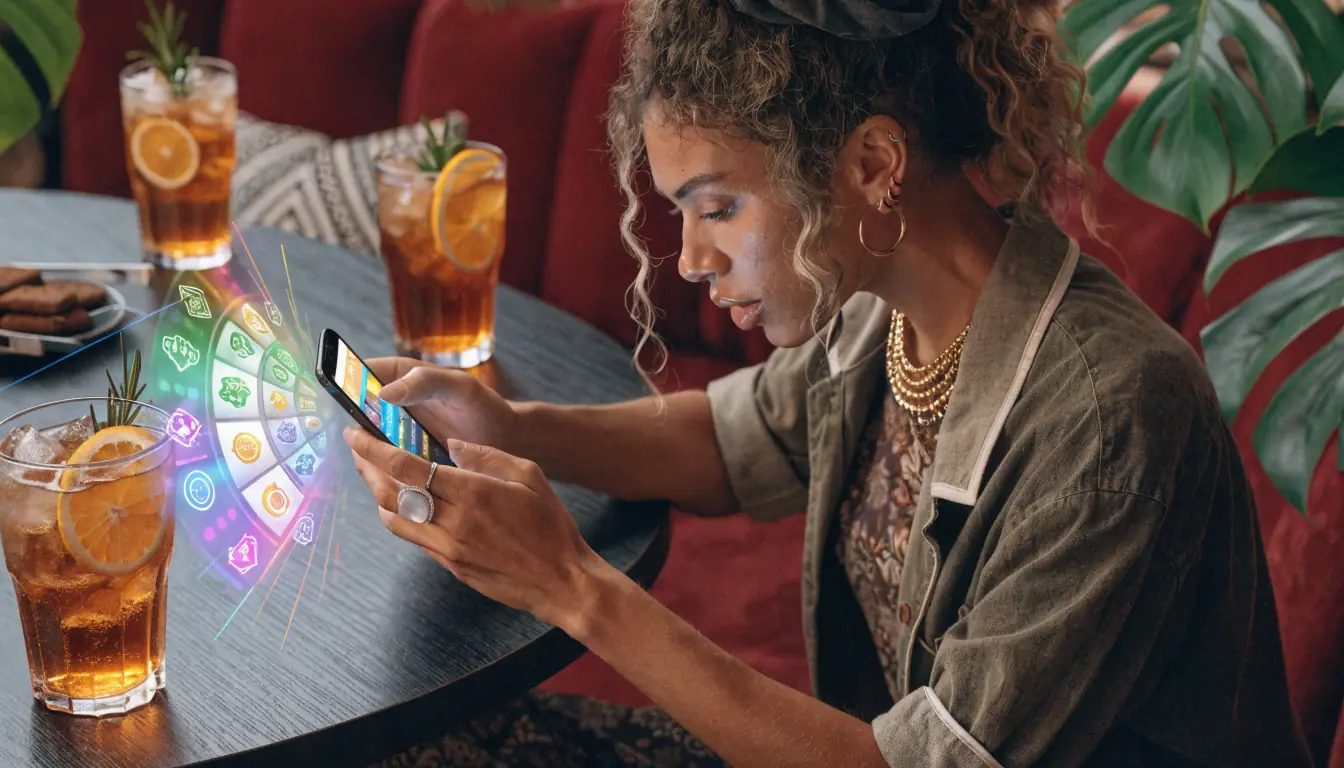 Person in Aussie lounge viewing free spins on phone