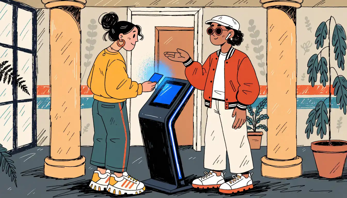 Player using a verification kiosk in an Australian casino