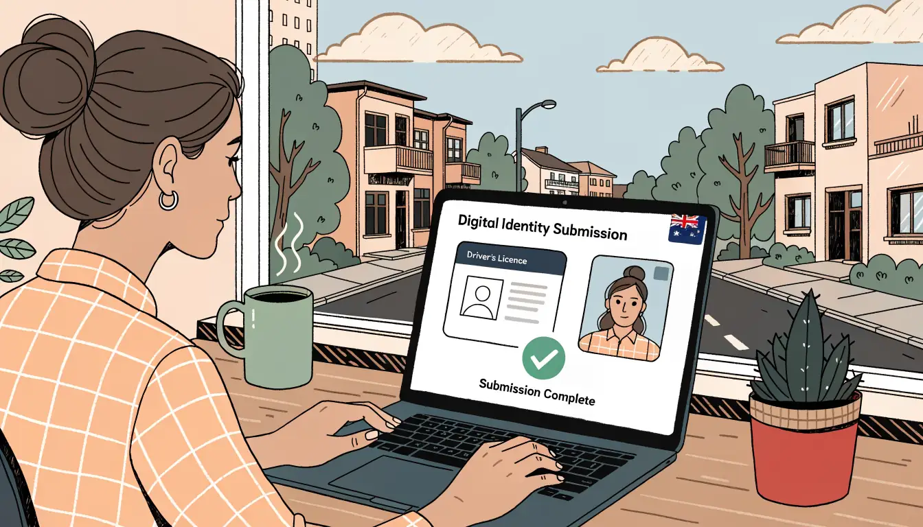 Player submitting ID documents on laptop with approval checkmark