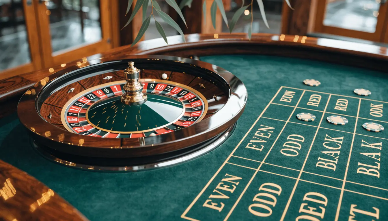 Roulette table with low betting limits and Australian décor